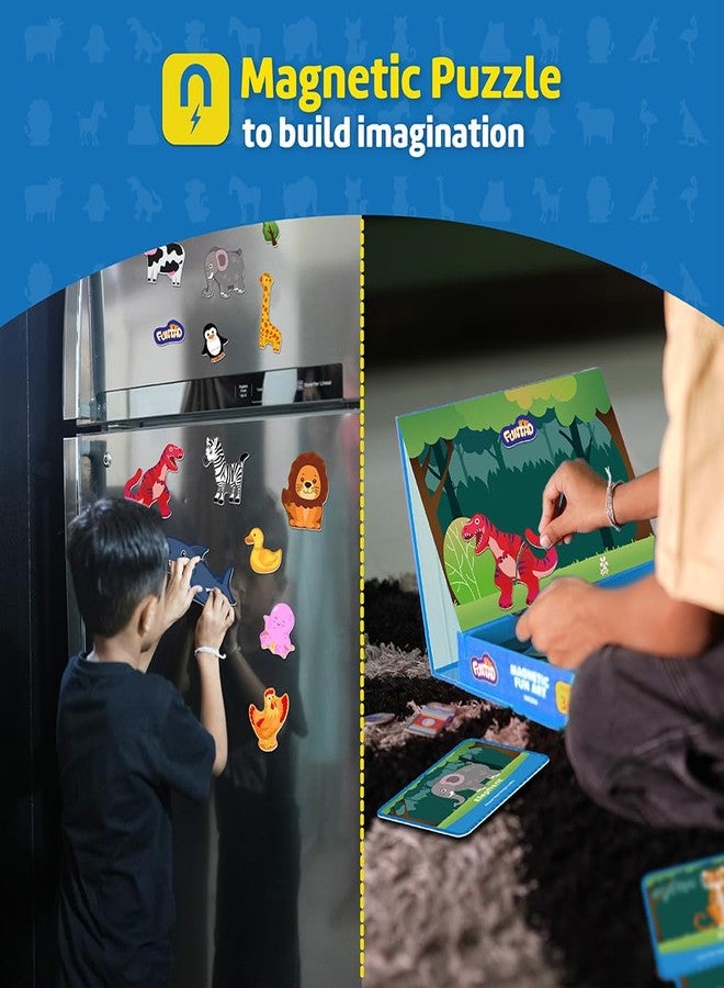 Funtad Magnetic Fun Art Puzzle - Animals|4-in-1 Travel Friendly Educational Toy with Writable Board|50 Magnetic Pieces |Birthday Gift for Boys & Girls Age 3,4,5 & 6 yrs - Image 5